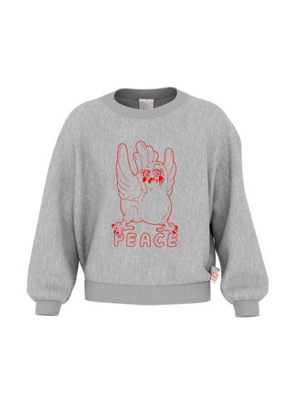 PEACE SWEATER ASH/RED